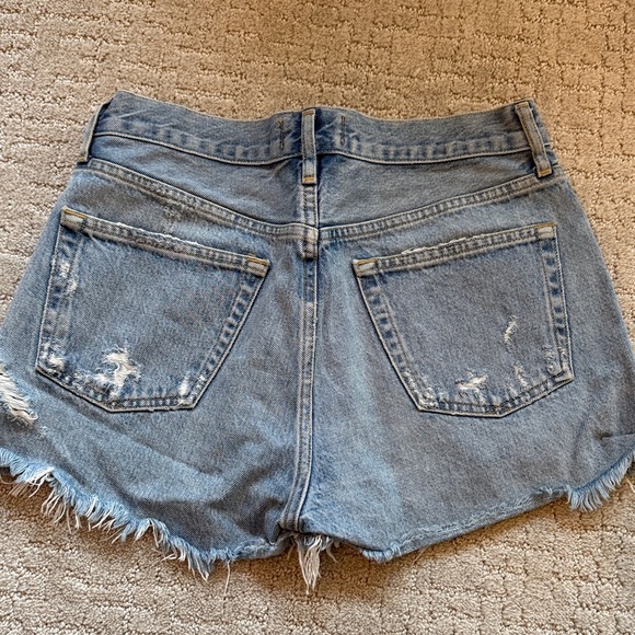 Agolde Light Blue Distressed Jean Shorts - Picture 3 of 4